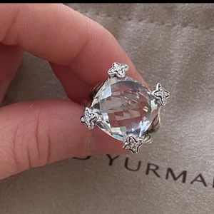 David Yurman white Topaz with diamonds~ Ring